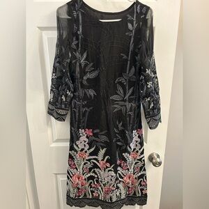 Chic Black Floral Embroidered Kurta